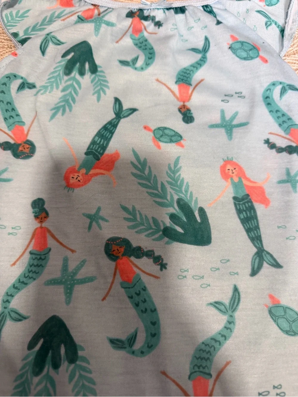 Carter's Light Blue Mermaid Print Nightgown with Coral Accents